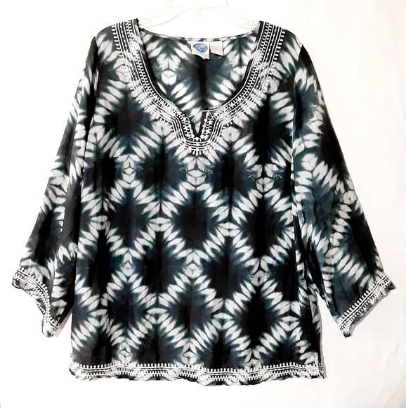 SILK Tie-Dye Print Tunic Top NWOT - Picture 11 of 11